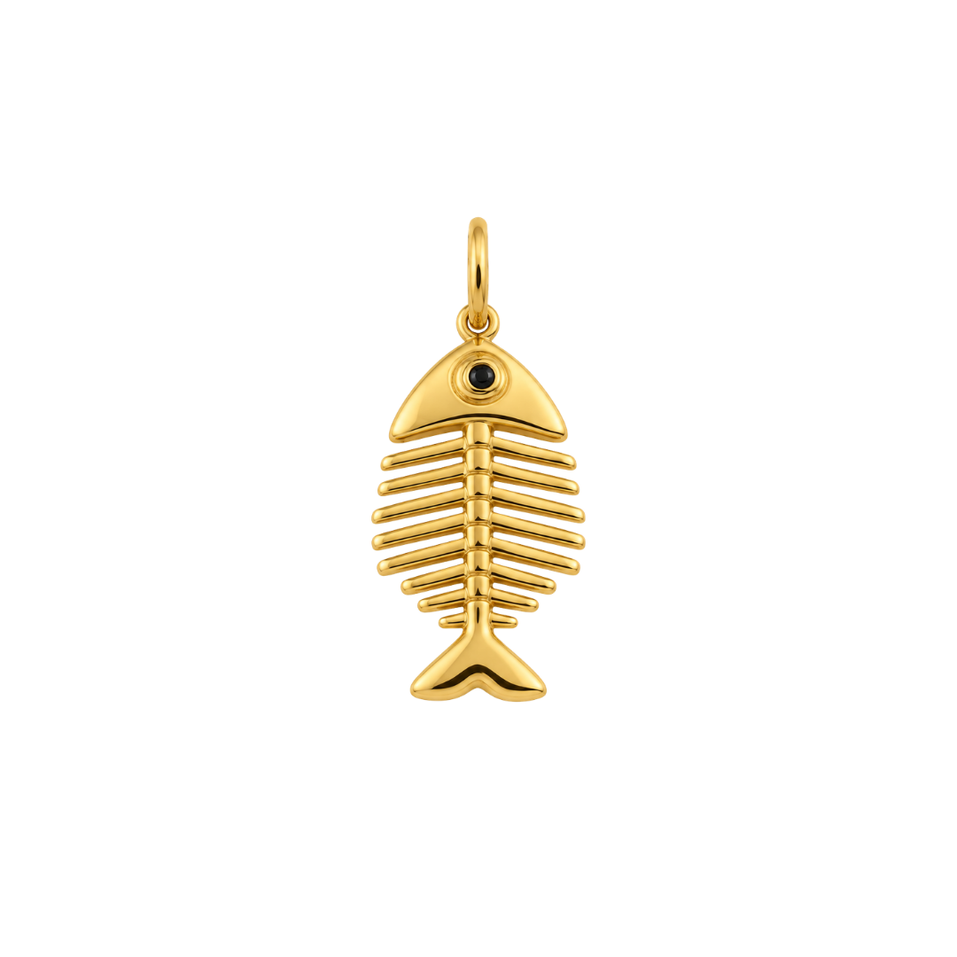 FISHBONE Charm with Black Obsidian