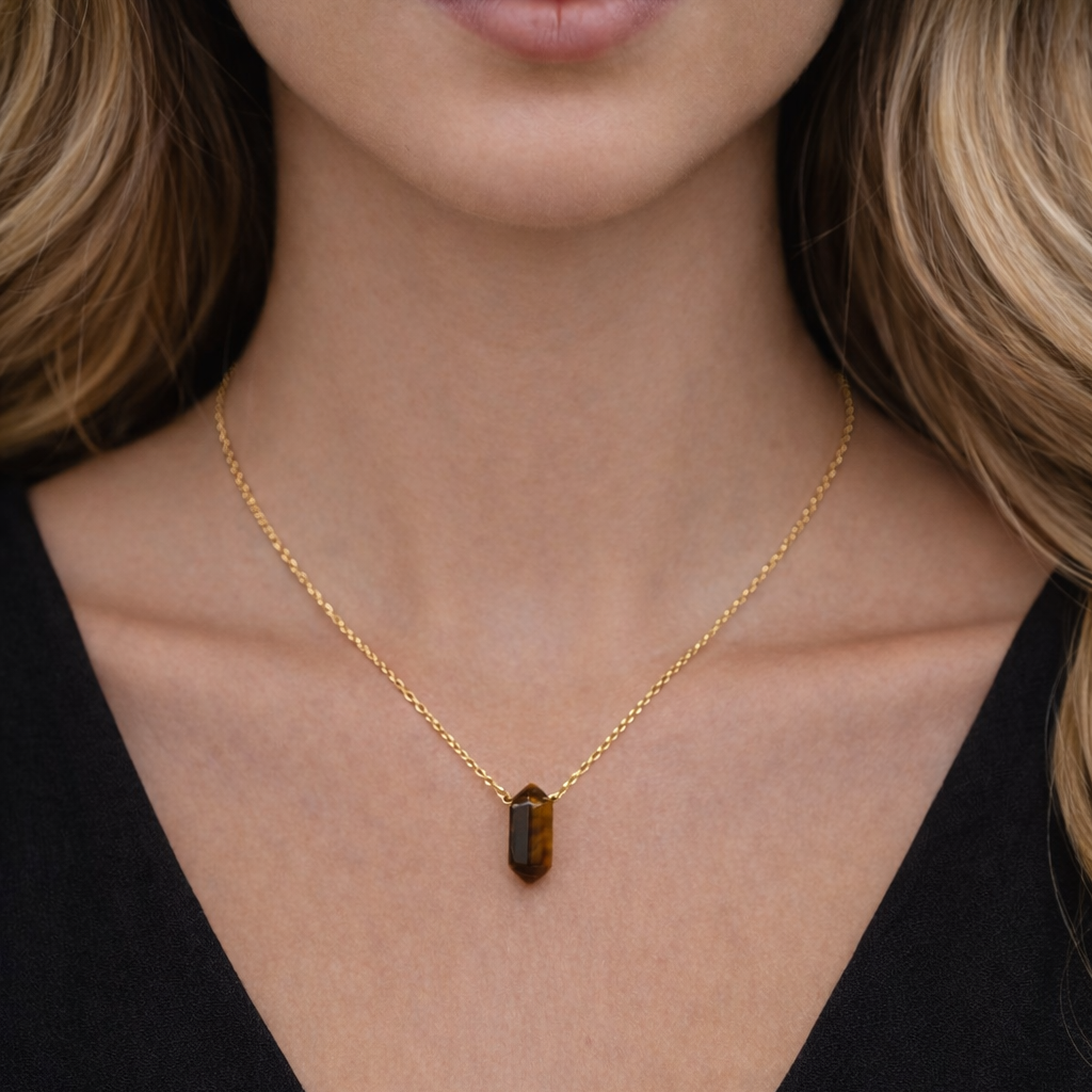 Tiger Eye Crystal Necklace – Strength and Grounded Confidence