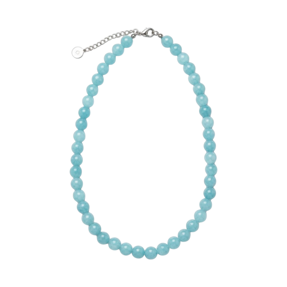 HOUSE OF EVEN blue jade beaded necklace with polished natural stones and silver-tone stainless steel hardware